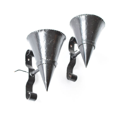 Very Large Iron Cone Form Sconces from Belgium