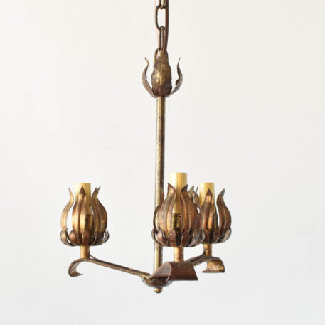 Vintage Spanish chandelier with 3 simple arms