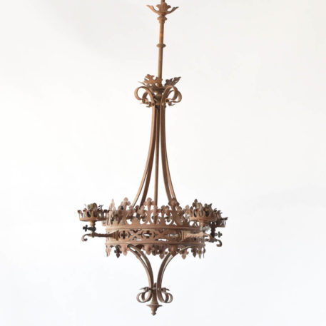 Antique Iron Gas chandelier from France converted to electrical