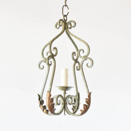 Vintage Hall Lantern from France made with iron scrolls