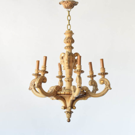 Vintage Italian wood chandelier with original patina