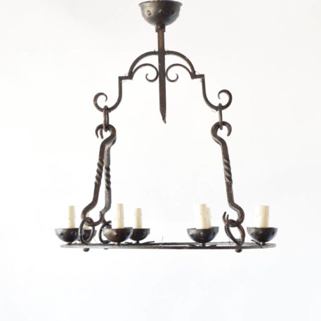 Vintage Iron Chandelier from Belgium with Heavy Rods and Collector