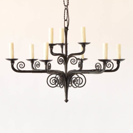 Simple black iron chandelier from Burgge