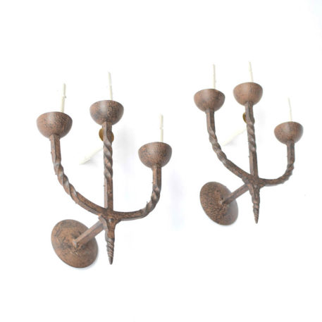 Vintage Forged iron sconces with candelabra form