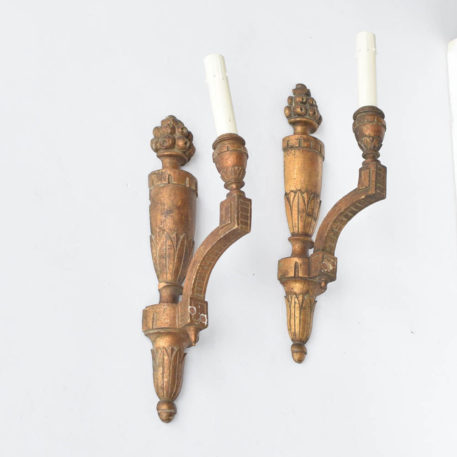 Antique wood sconces made with gilded wood