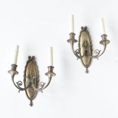 Antique Nickel Sconces from France with Empire design