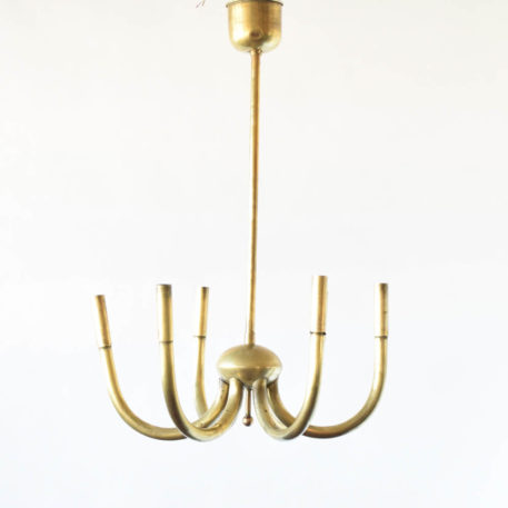 Simple Mid Century Brass Chandelier from Italy