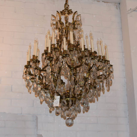 Monumental Bronze and crystal chandelier made in Italy with hand polished crystals and 36 lights