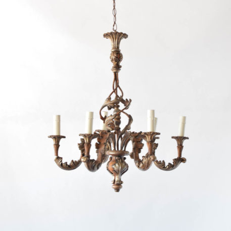Italian Wood Carved Style Chandelier with 6 Lights