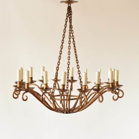 Extra large gold Spanish chandelier in bowl form