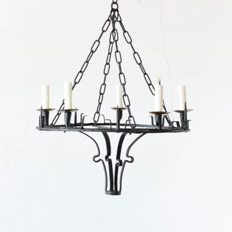 Neogothic brass and iron chandelier with