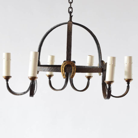 Iron dome chandelier with horseshoe detail