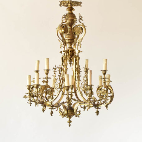 Antique 12 light gas rococo chandelier