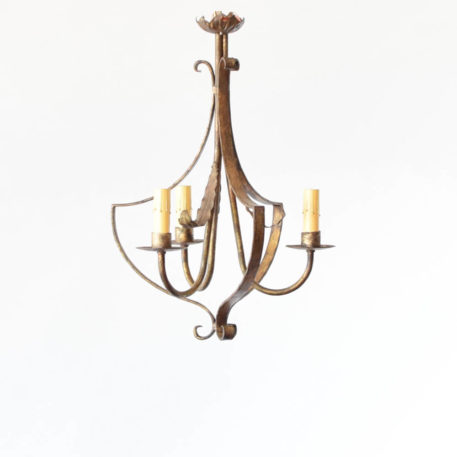 Small gilded chandelier from Spain with 3 lights.