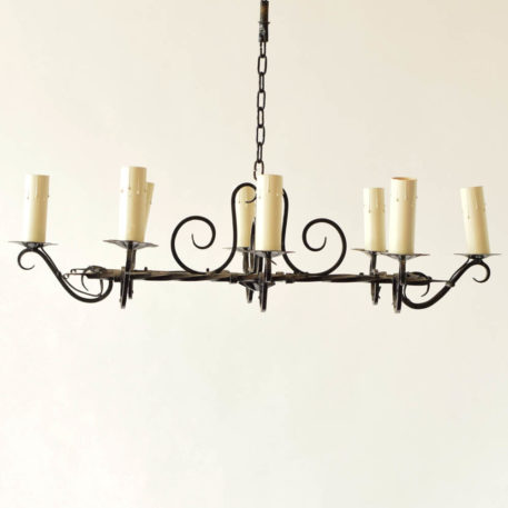 French petite elongated chandelier with 8 lights