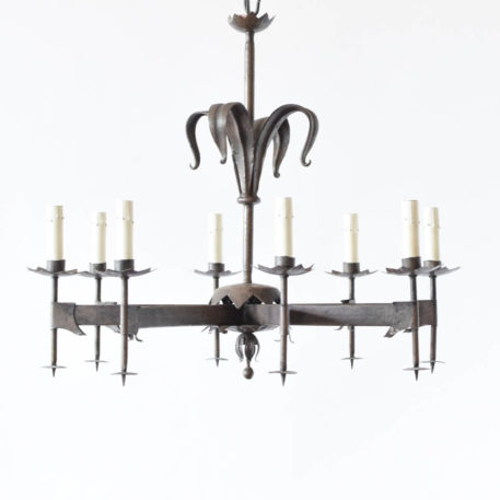 Dark gold chandelier with 8 lights and leave details