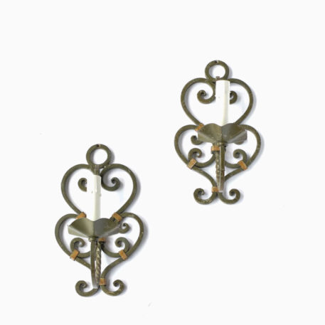 Pair of 1 light iron sconces from France.