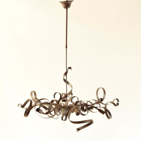 8 light iron ribbon form chandelier