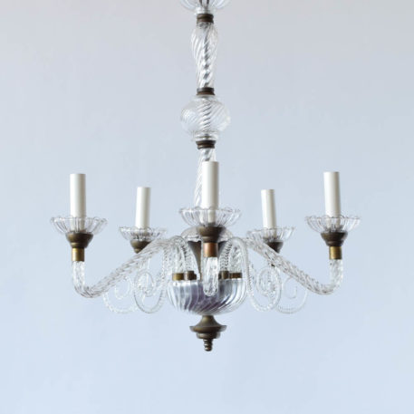 5 light French glass chandelier with twisted rope arms