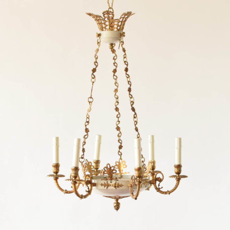 Painted white empire chandelier with gilded details