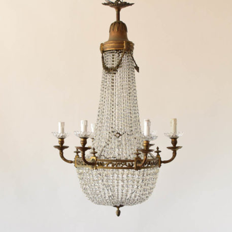 Bronze and crystal Louis XV Empire chandelier