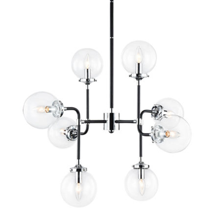 Molecule light fixture with clear glass and 8 lights