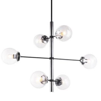 Chrome grid light fixture with 6 lights and clear glass