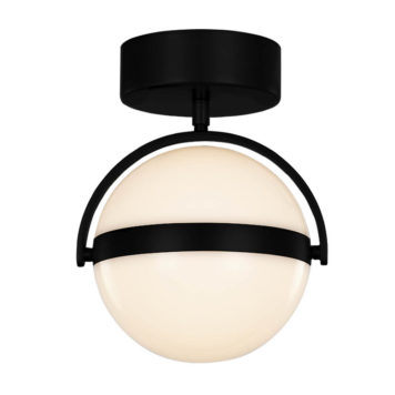 Black hardware flush mount LED white globe