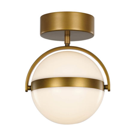 gold flush mount LED white globe