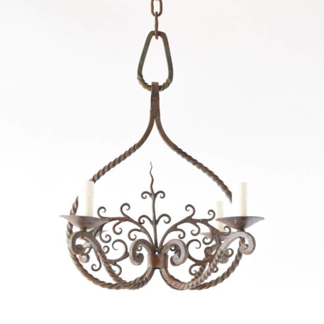 Hand Forged Iron chandelier from France with a central tree of life motif