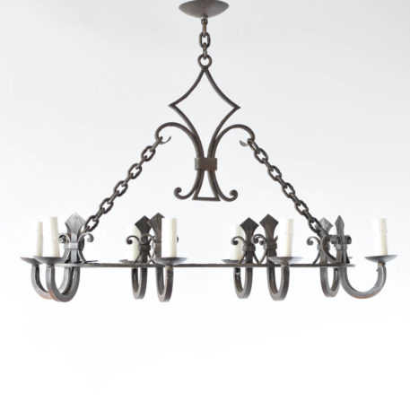 French iron chandelier with nice forged fleur de lis designs