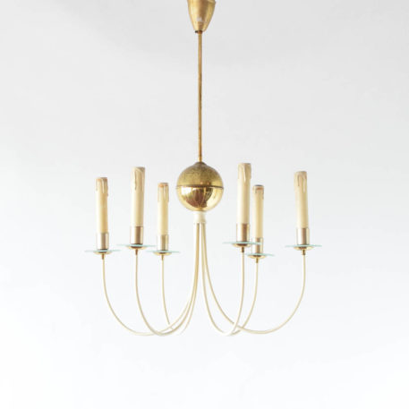 Mid Century Chandelier with Central Brass Ball