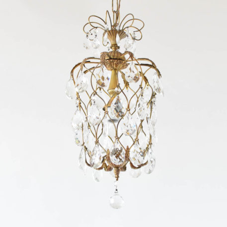 Funky brass pendant with crystal prisms from Belgium