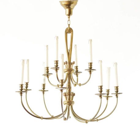 Large Vintage Bronze chandelier from Belgium with simple arms