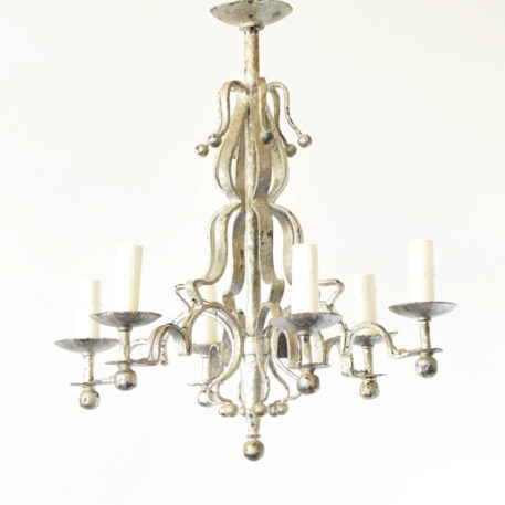 Forged Iron Chandelier from Spain with Iron Balls and Hammered Arms
