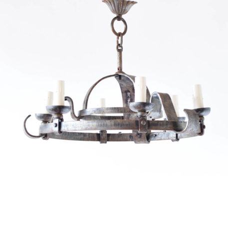 Iron Chandelier from Belgium with simple forged iron bars