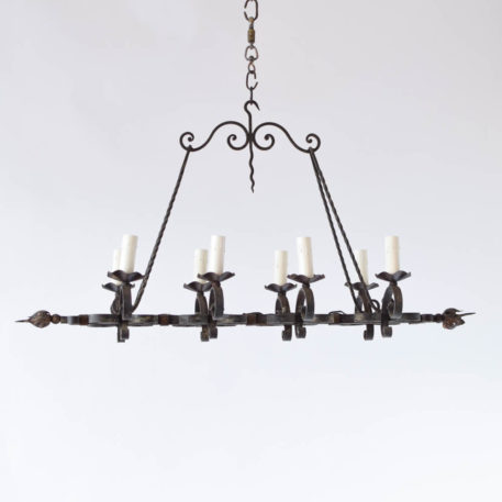 Forged Iron Chandelier from France with elongated shape