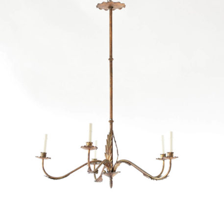 Vintage iron chandelier from Spain with tall thin column