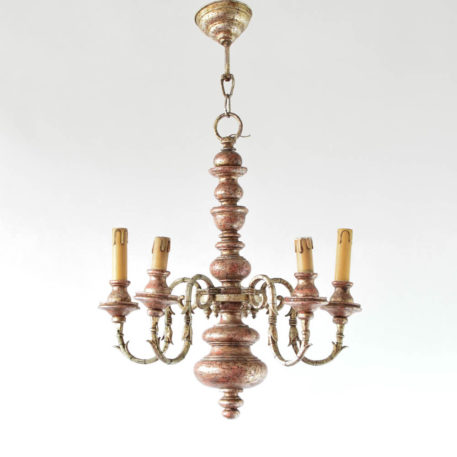 Vintage wood chandelier from Italy with painted finish