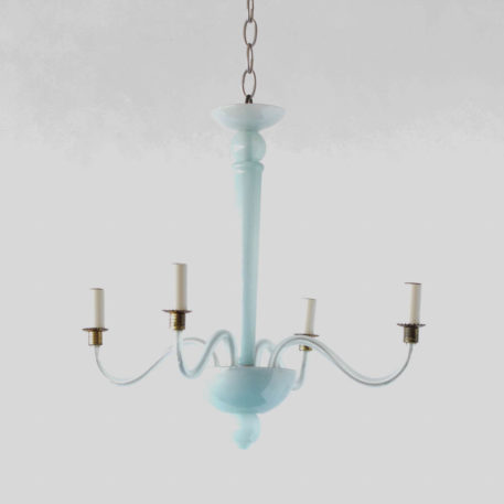 Small Italian chandelier made of blue glass in the mid 1900s