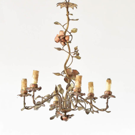 Vintage Rose chandelier from Spain with corkscrew column
