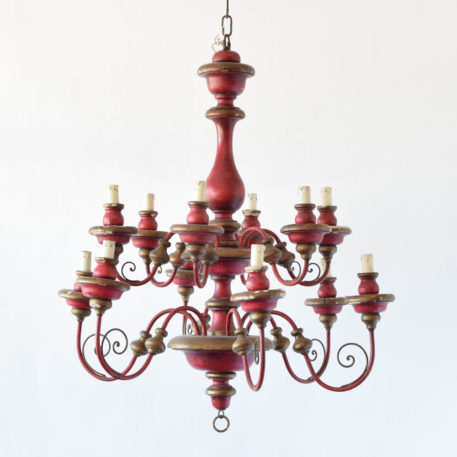 Large Italian Chandelier with Red Patina