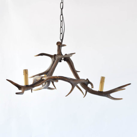 Vintage horn chandelier made from European red stag horns