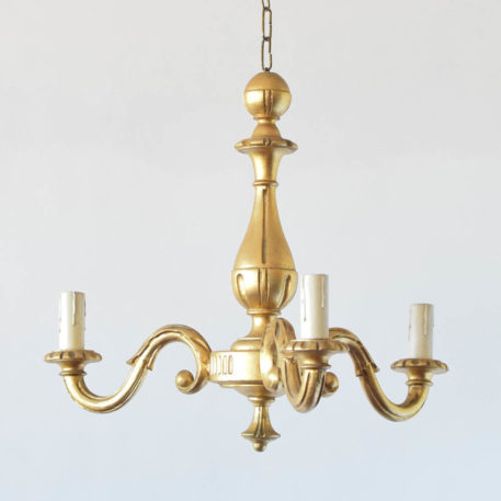 Small Vintage Gilded Wood Chandelier