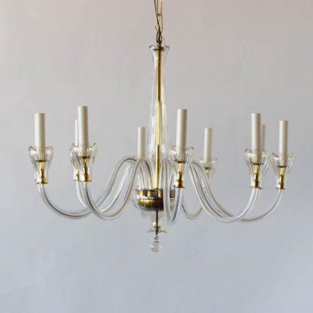 Vintage Czech glass chandelier with gold accents