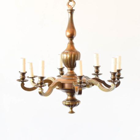 8 light large bronze Flemish chandelier