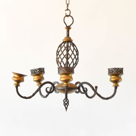 Flemish chandelier made of iron and bronze with 5 lights