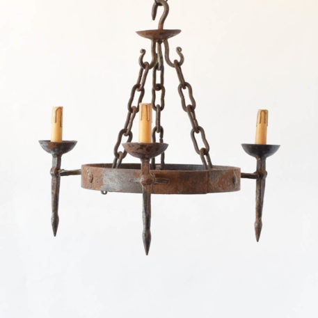Heavy forged iron ring chandelier with 3 lights