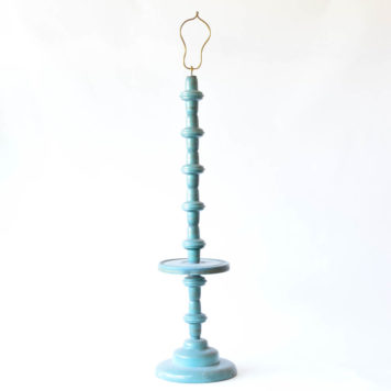 Turquoise iron floor lamp with small circle table