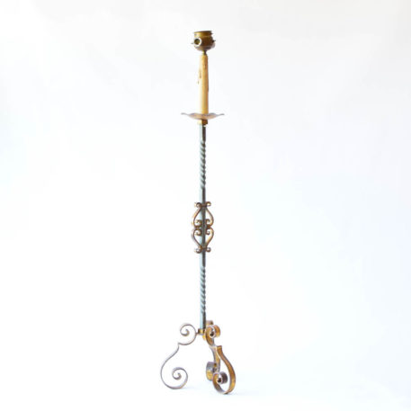 Iron floor lamp with curled iron base